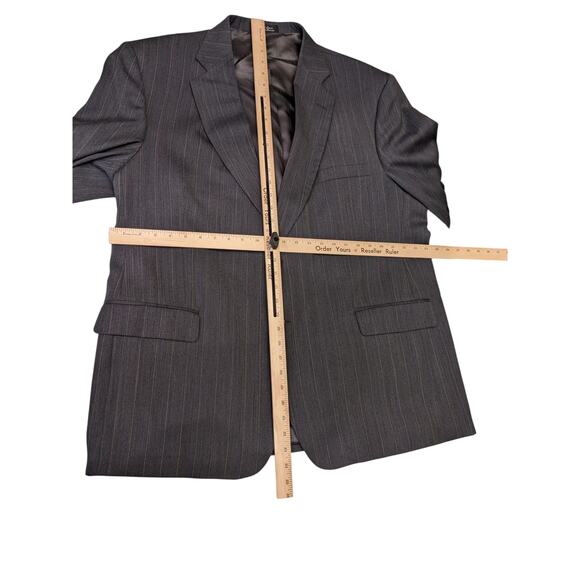 Stafford Suit Jacket Mens 48R Wool Blazer Gray Pinstripe Sport Coat Two Button - Picture 3 of 13